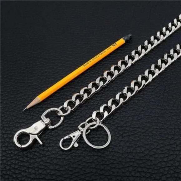 Wallet Chain Biker Motorcycle Pants Jean Punk Goth Key Chain Th05-silver Unisex - Picture 5 of 9